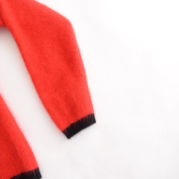 Vintage Refaella Petites Red 45% Rabbit Hair 40% Lambswools Button Down Cardigan - Picture 5 of 12